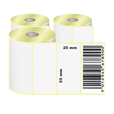 Imagen de Labex Label rollo etiquetas termicas 55x25 mm zebra 3 rollos: 3.000 para impresora térmica zebra/etiquetas codigo barras/etiquetas envios