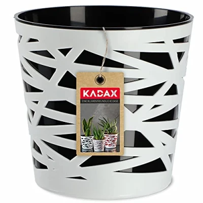 Imagen de KADAX Maceta, macetero, maceta redonda de plástico, para flores, plantas, balcón, interiores, ligera, moderna (13 cm, negro)