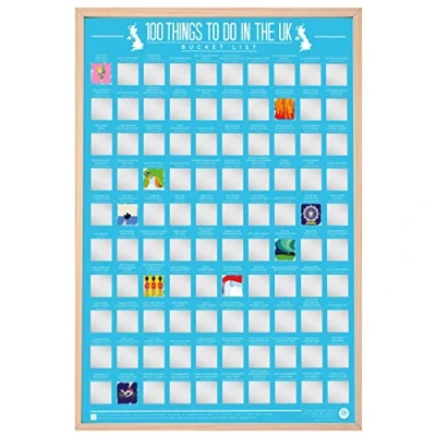 Imagen de Gift Republic 100 Things To Do In The UK Bucket List Póster para rascar, multicolor, 59 x 46 cm