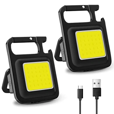 Imagen de Mkitnvy Linterna LED con llavero,800 Lúmenes Recargable, luz de bolsillo portátil pantalla batería como abridor botellas