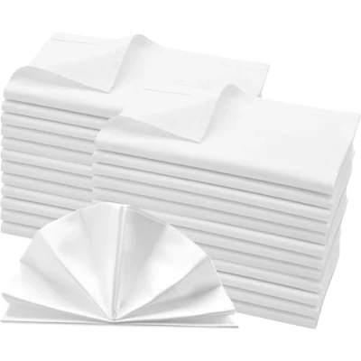 Imagen de ZOLLNER 25 servilletas de Tela Blancas 50x50 cm, 100% algodón, Orla Satinada