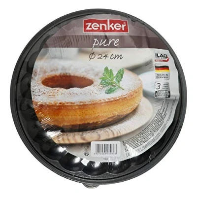 Imagen de ZENKER PURE Molde Desmontable 2 Fondos 24 cm, Acero con Revestimiento Antiadherente ILAG, Negro, 24x6,5 1 uds