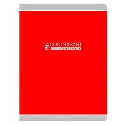 Imagen de Conquérant Cuaderno clásico 24 x 32 cm grandes azulejos Seyès 96 páginas grapadas tapa tarjeta reciclada rojo