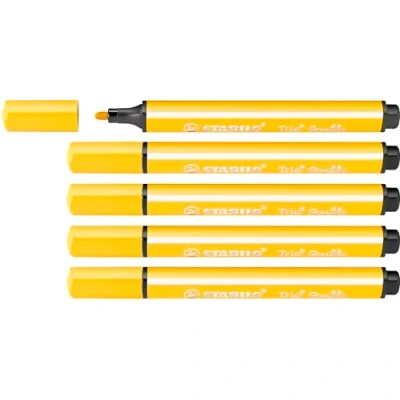 Imagen de STABILO Rotulador triangular con punta de fibra amortiguada Trio Scribbi Caja 5 unidades Color amarillo