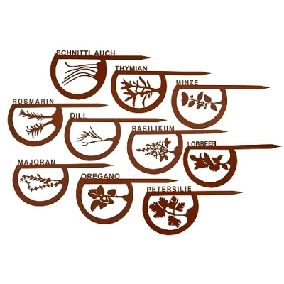 Imagen de UNUS Juego de 10 tapones para hierbas, decoración jardín, aspecto oxidado atornillar, metal oxidado, terraza o balcón