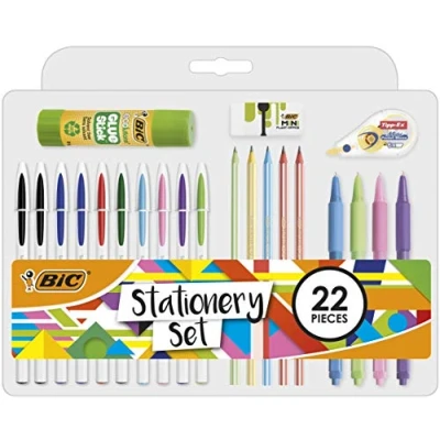 Imagen de Bic 961543 Juego de papelería (22 unidades, incluye gomas borrar, cinta correctora, lápiz grafito, bolígrafo HB, 22 unidades)