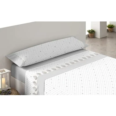 Imagen de Donegal Collections Juego de Sabanas Estampadas 3 Piezas Cama 90cm Óvalo Gris, Primavera Verano, Algodón Poliéster, Bajera, Encimera y Funda Almohada