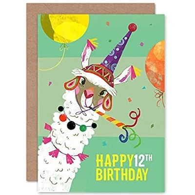 Imagen de Wee Blue Coo Tarjeta de felicitación cumpleaños para fiesta llama.