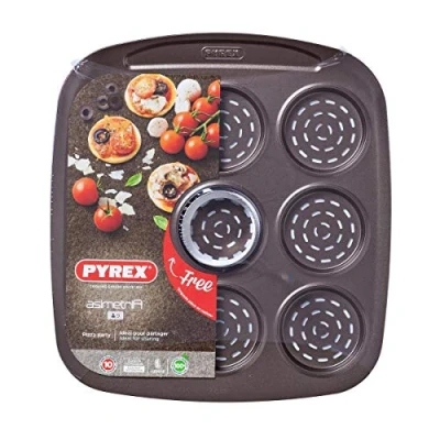 Imagen de Pyrex Asimetria Bandeja mini pizza, 9 cavidades, color negro
