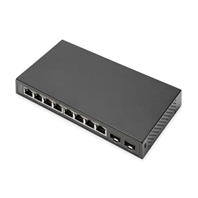 Imagen de DIGITUS Conmutador de red Gigabit 10 puertos No gestionado 8 RJ45 2x enlaces ascendentes SFP 10/100/1000 Mbps Auto MDI/MDI X negro