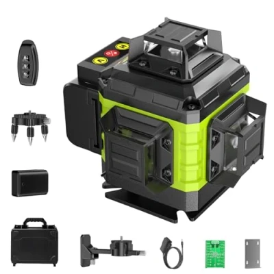 Imagen de Nivel Laser Autonivelante 360 Grados, Láser Verde 16 Líneas, 2 x Horizontal y Verticales, Batería, Montaje en Pared, Control Remoto, Base Magnética, Soporte Giratorio