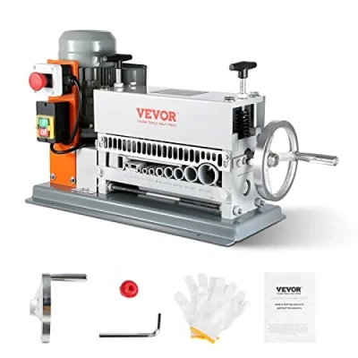 Imagen de VEVOR Máquina Pelacables Automática de Hierro Fundido 370 W Eléctrico Motorizado 1,5 36 mm 27 m/min con Manivela Manual Extra 11 Canales para Reciclaje Chatarra Cobre