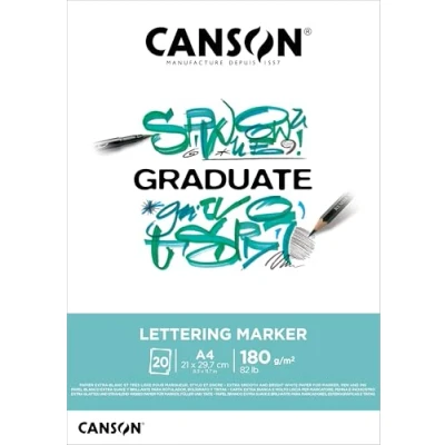 Imagen de Canson Lettering Rotulador Bloc Encolado A4 20 hojas Satin 180g, Blanco, C31250P026