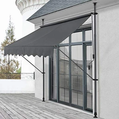 Imagen de Toldo articulado con armazón Gris 198 x 120 200 298 cm Enrollable terraza balcón Protector de Sol Parasol