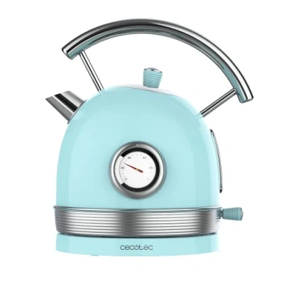 Imagen de Cecotec Hervidor de Agua Eléctrico ThermoSense 420 Light Blue. 1,8 Litros capacidad, 2200 W, Medidor Temperatura, Base 360º, Acero Inoxidable, Estilo Vintage, Azul