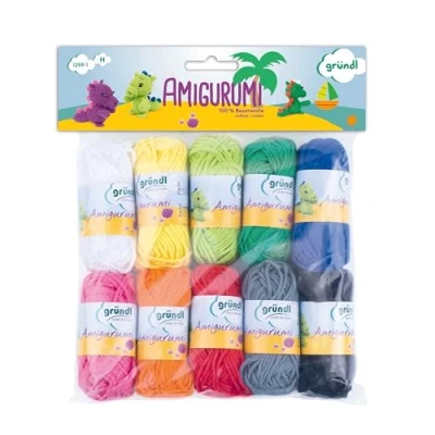 Imagen de Gründl Amigurumi Kit I de Ganchillo, Algodón, Multicolor, 19.50x18x2.6 cm, 230