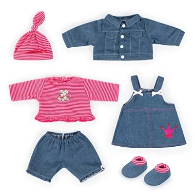 Imagen de Bayer Design Ropa para muñecas de 40 46 cm, Conjunto Vaquera, Color Azul, Blanco, Rosa (84618AA)