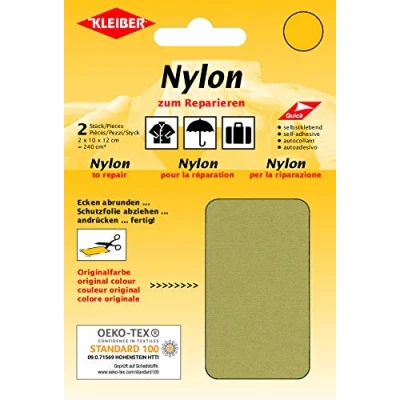 Imagen de Kleiber autoadhesivos de reparación Nailon Impermeable, 2 Parches (10 x 12 cm Cada uno), Color Beige, 10 Centimeters