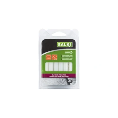 Imagen de SALKI Barras de Cola Termofusible Para tela y cuero Silicona Caliente 12 Unidades, 12mm Diámetro, 95mm largo color Blanco