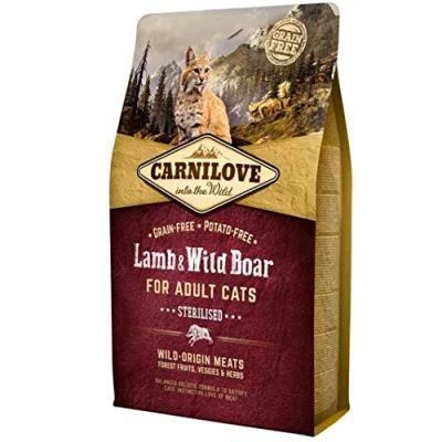 Imagen de Carnilove Pouch Paté Cordero &amp; Jabalí Esterilizado 400 g Alimento completo para gatos Sin cereales Sabor de carne exótica
