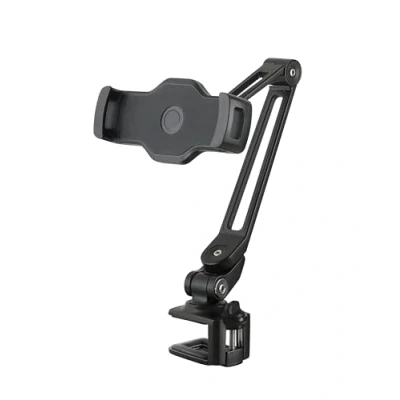 Imagen de K&amp;M 19805 Soporte para smartphone/tableta negro, de plástico hasta 13 pulgadas rotación 360 ideal escritorio