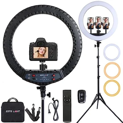 Imagen de anillo de luz LED 21 pulgadas con trípode, vídeo para fotografía selfie grabación Vlog Conferencia Reunión Estudio Retrato YouTube TikTok Maquillaje Bolsa Transporte y Mando