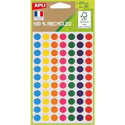 Imagen de APLI 101781 Bolsa de 385 pastillas colores surtidos 100% reciclados Ø 8 mm