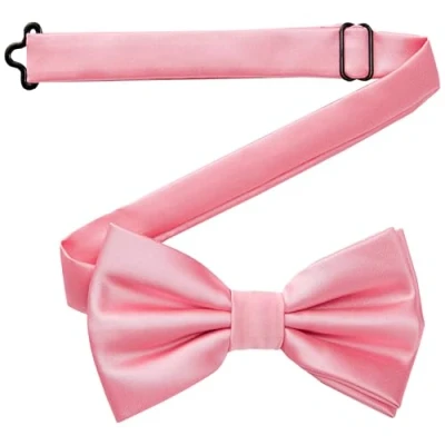 Imagen de DonDon pajarita para hombre hecha a mano con aspecto de seda 12 x 6 cm Rosado