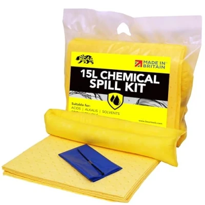 Imagen de Kit de derrames 15 litros (15 L) uso amarillo en que involucran productos químicos ácidos agresivos álcalis exterior/uso interior