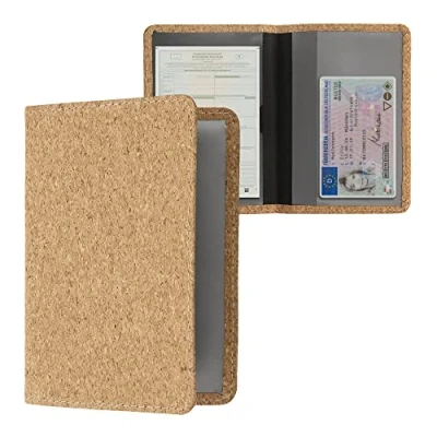 Imagen de kwmobile Funda para carné de conducir Estuche protector corcho con tapa y tarjetero permiso circulación coche moto la UE