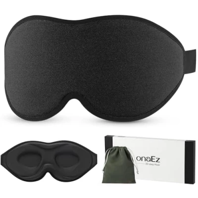 Imagen de onaEz Antifaz para Dormir, Diseño de Puente Nasal Alto en 3D, Antifaces Dormir 100% Seda Que Bloquea la Luz, Máscara Suave y Cómodo Hombres Mujeres, Incluida Bolsa Viaje