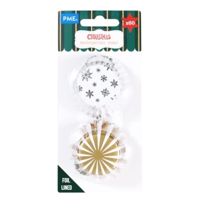 Imagen de PME Navidad Mini Cápsulas para Cupcakes forradas de Aluminio Brillo (Set 60)