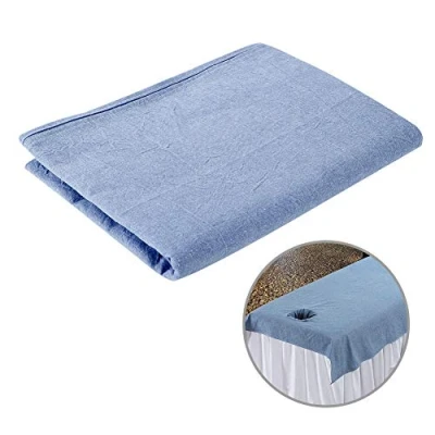 Imagen de Sábana de 8 colores Salón belleza Masaje SPA Funda sofá cama algodón suave con orificio respiración facial(azul marino)