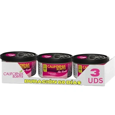 Imagen de Pack de 3 California Car Scents Ambientador Coche con Fragancia, Olor y Esencias a Coronado Cherry, Piruleta Cereza (Ambientador en Lata 42 gramos)