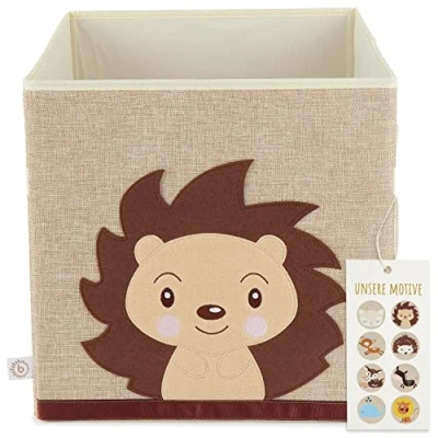 Imagen de Bieco Caja Almacenaje 32x32x32 Motivo de Erizo Piksi aprox. 36L Plegable Cajas Decorativas para Kallax Estante Juguetes Organizador Infantil Estanteria