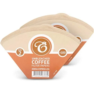 Imagen de EDESIA ESPRESS Pack de 200 filtros papel para café Forma cono Sin blanquear Marrón Tamaño 2
