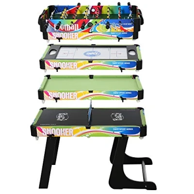 Imagen de HOMCOM Mesa Multijuegos Plegable de Juegos Diseño 4 en 1 Futbolín Aire Hockey Billar Ping Pong Sobremesa Accesorios Incluidos Diversión 86,5x43,5x64 cm