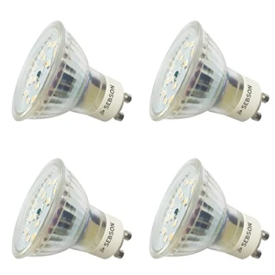 Imagen de SEBSON Bombilla LED GU10 5W Equivalente a 30W 350 Lúmenes Blanco Cálido 3000K Regulable Angulo de Haz 110 Spot 230V Juego 4