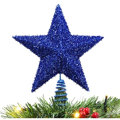 Imagen de Christmas Concepts® Estrella de árbol Brillante 28 cm Lujosa decoración navideña (Azul Real)