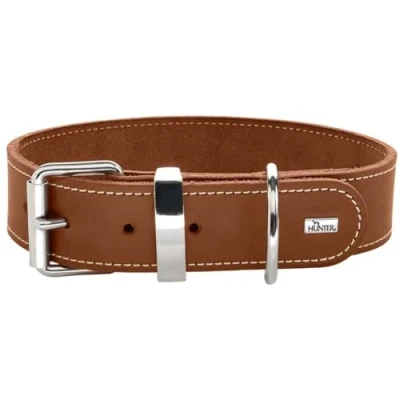 Imagen de HUNTER Aalborg Special Collar para Perro de Piel, Resistente, cómodo, 70 (L XL), Color marrón