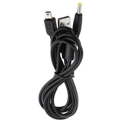 Imagen de Accesorios de Sony PSP 1000 2000 3000 Negro 2 in 1 USB Cable Carga Datos Cargador