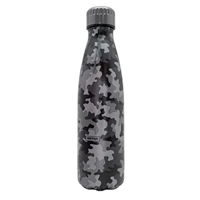 Imagen de NERTHUS FIH 856 Botella Doble Pared Camuflaje Negro 500ml, Acero Inoxidable, Libre de BPA, 18/8
