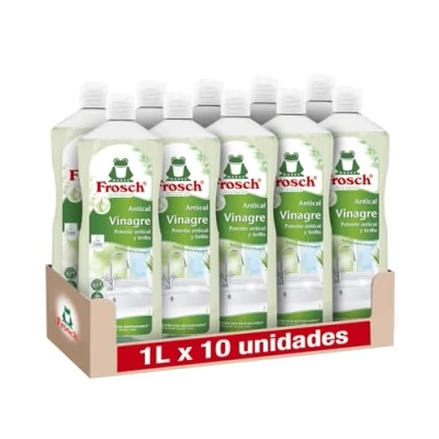 Imagen de Frosch Limpiador Antical Ecológico Vinagre, Elimina las Manchas de Cal Baño y Cocina, Eficacia desincrustrante Pack 10 Unidades x 1 L