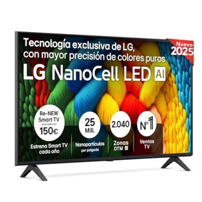 Imagen de LG 43NANO80A6B TV 43&quot;, 4K NanoCell, Smart TV, LED IA, WebOS 25, Procesador Potente e Inteligente, Super Upscaling, Dolby Digital Plus, Alexa/Google Assistant, Negro