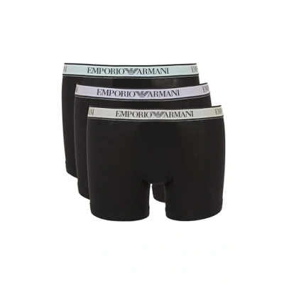 Imagen de Emporio Armani Stretch Cotton Core Logoband 3 Pack Boxer Hombre, Negro (Black/Black/Black), L