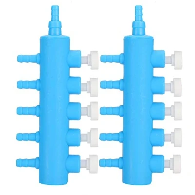 Imagen de 2 uds Distribuidor de válvula palanca Control flujo aire acuario divisor conector tubo línea aérea Accesorios bomba para pecera[5 vías] bombas
