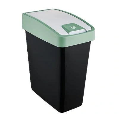 Imagen de keeeper Cubo de basura Premium con tapa abatible, Tacto suave, 25 L, Magne, Verde Nordic