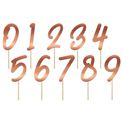 Imagen de Folat Cake Toppers Números Elegante Rubor Exuberante 15cm 20 piezas, color rosado oro, happy birthday (67004)