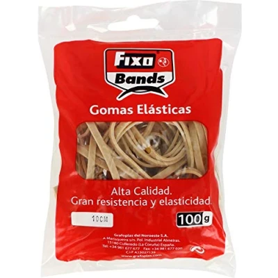 Imagen de FIXO 56340 Bolsa de Gomas Elásticas, 100 g, Multicolor, 4 mm x 10 cm