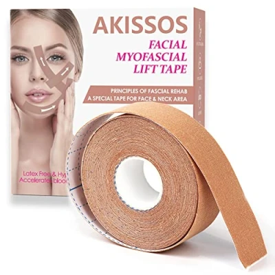 Imagen de Akissos Facial Myofascial Lift Tape Face Toning Belts Anti Wrinkle Patches Freeze Stickers Neck Unisex 1 Rollo de 2,5 cm